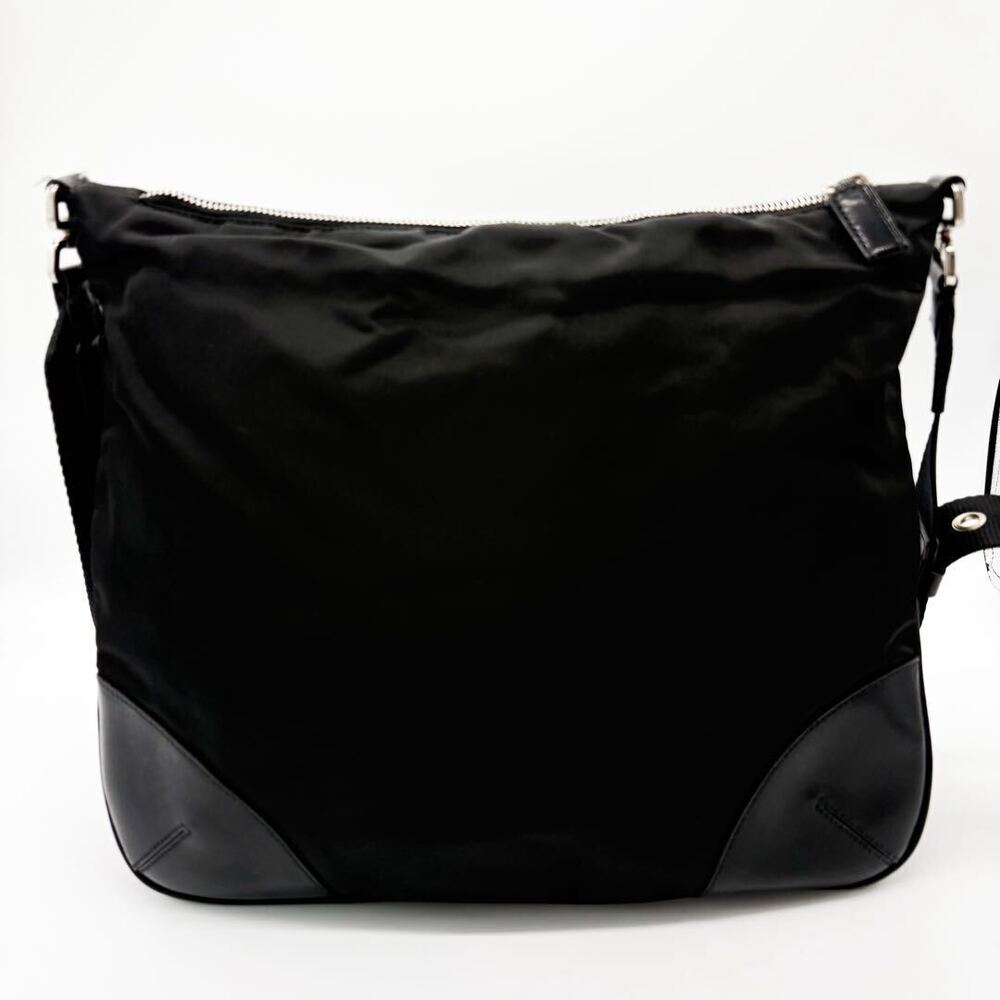 PRADA Pocono Tessuto leather shoulder bag black triangular white - Picture 3 of 9